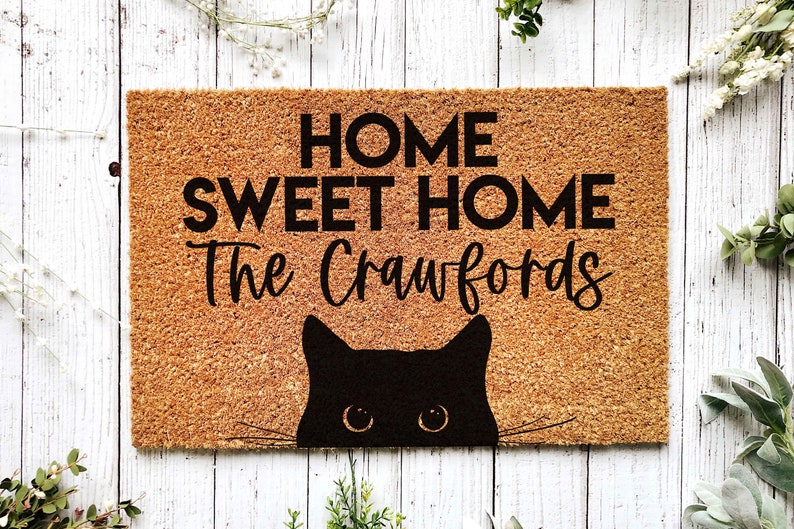 Custom Cat Door Mat Housewarming Gift for Couple Wedding Etsy