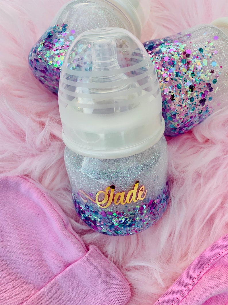 Personalized Glitter Baby Bottles Custom Baby Bottles Etsy