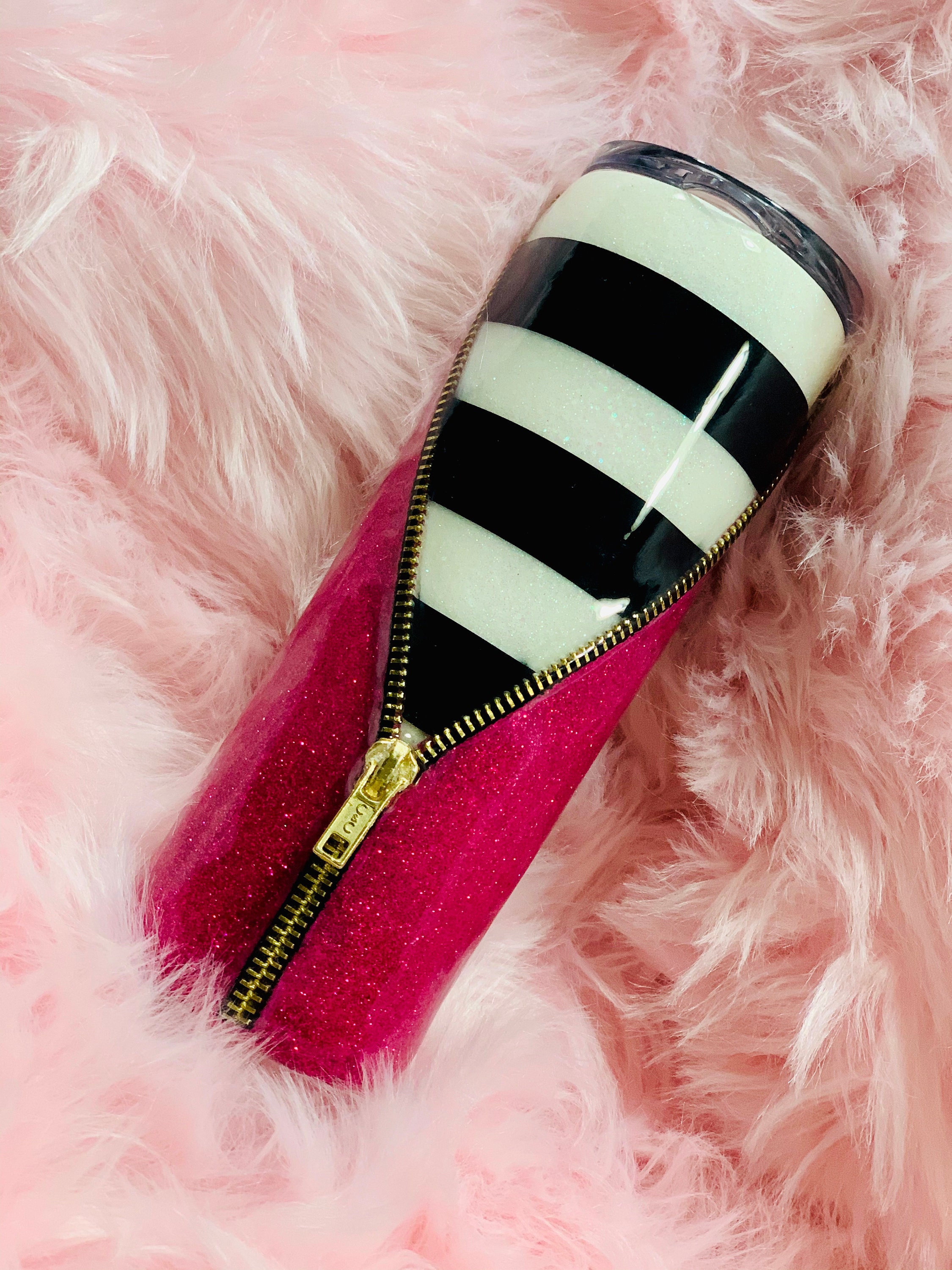Zipper Reveal Stainless Steel Tumbler Custom Tumbler Glitter Etsy