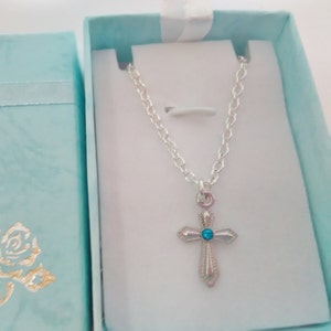 Small Cross Necklace for Girls with Rhinestone Children's Christian Jewellery for Holy Communion Confirmation Easter Religious Gifts