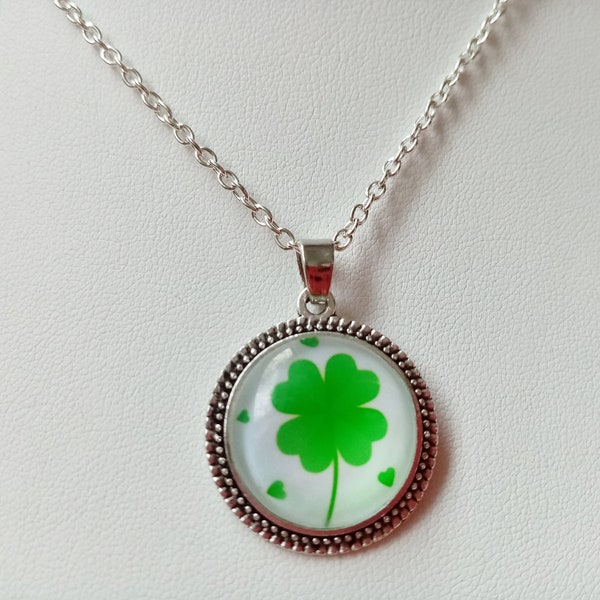 Four Leaf Clover Irish Necklace Pendant for St Patrick's Day Irish Jewellery for St Paddys Day