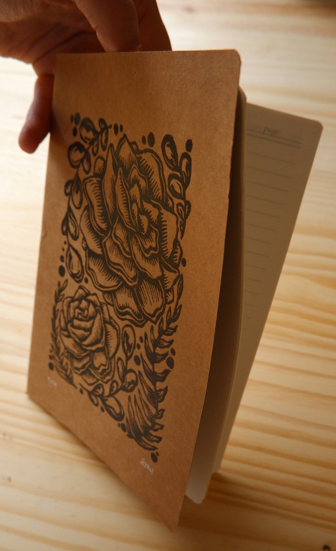 Handmade Notebook - Succulent - Block Print - Etsy