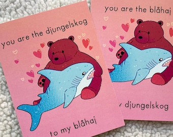 Briefkaart Blåhaj en Djungelskog
