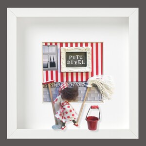 3D-Lustige Köln Geschenkidee | SCHMUNZELKISTEN-"Putzdüvel" | Geburtstagsgeschenk Freunde Familie Handmade Love Kölsch Kunstobjekt Dekoration
