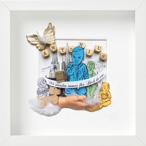 3D-Lustige Hochzeitsgeschenk | SCHMUNZELKISTEN-"Beispielbild zur Geburt" | Hochzeitsgeschenk Familie Liebe Handmade Kunstobjekt Dekoration