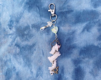 Unique handmade scissor fob, medium teanslucent sea dragon on a key