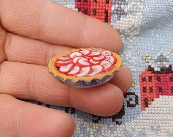 Needleminder Apple Tart. Handmade polymer clay.