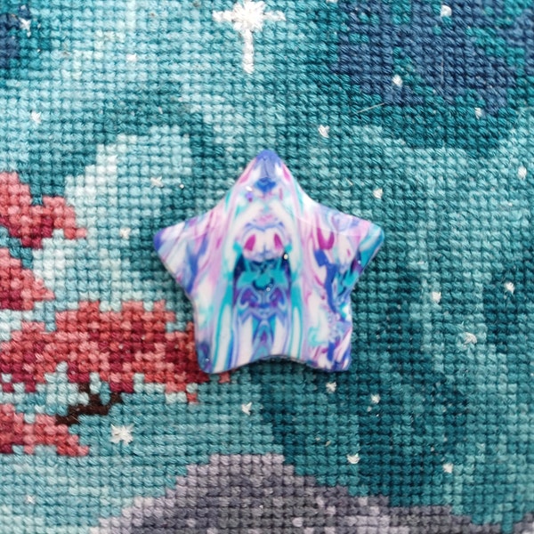 Needleminder Star pattern. Handmade polymer clay.