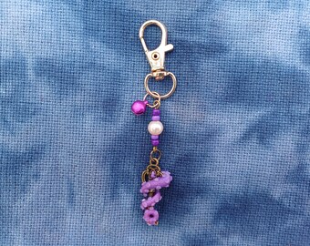 Unique handmade scissor fob, purple tentacle on a key