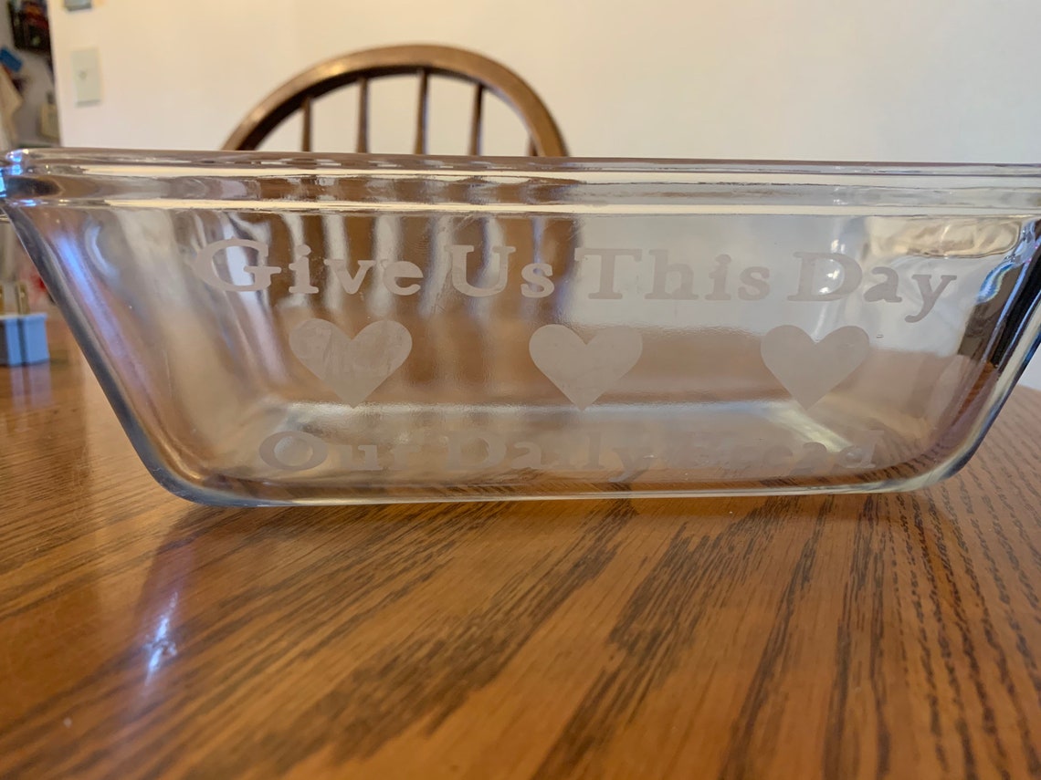 Etched Glass Bread Pan Etsy