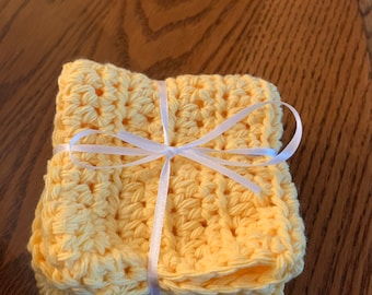 2 Handmade Cotton Crocheted Baby Washcloths