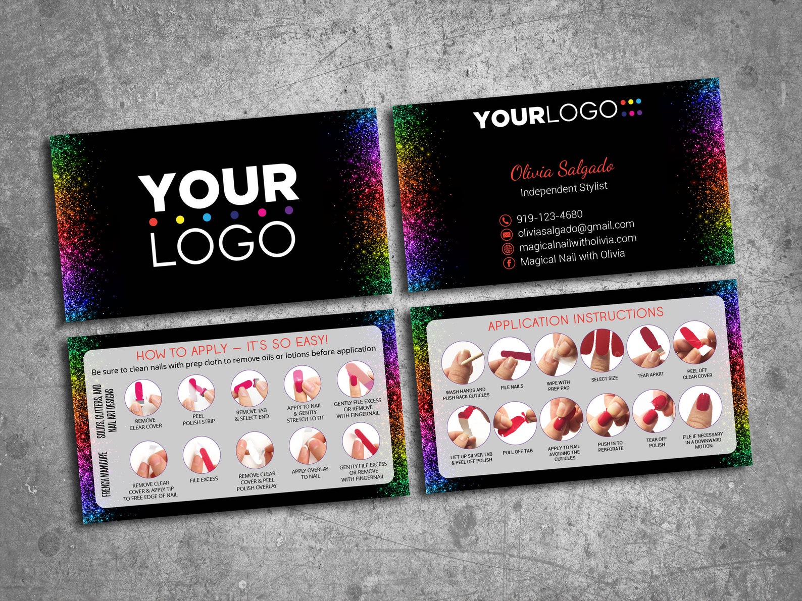 Biglietti da visita stampabili per stilisti di unghie Etsy