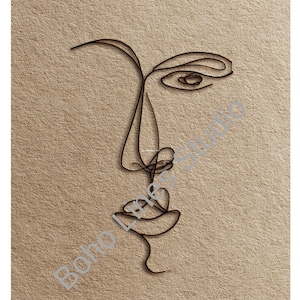 Minimalist Line Art Woman Face Print, Black and White Wall Art, Boho Modern Aesthetic, Instant Download