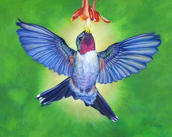 Spirit manifesting through the Hummingbird collecting the nectar of life