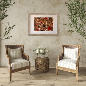 Abstract expressionism art on paper with white mount. Stunning art for your home. Abstract modern painting.