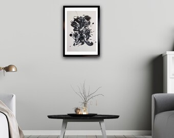 Modern black abstract art, interior design for your home, contemporary style.