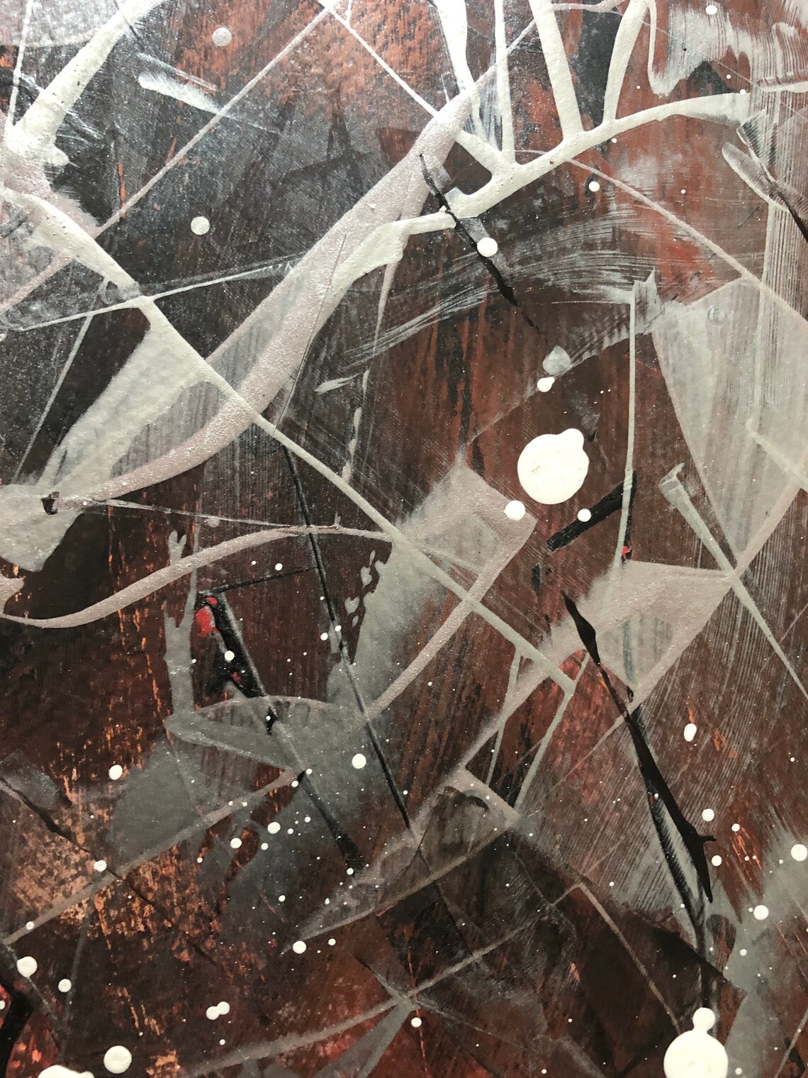 Wunderschönes braunes und silbernes abstraktes Gemälde auf | Etsy