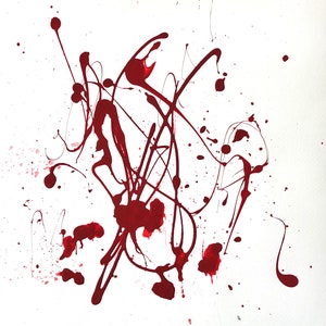 Red Splat Painting,modern Abstract Painting on Paper Unframed, Unique ...