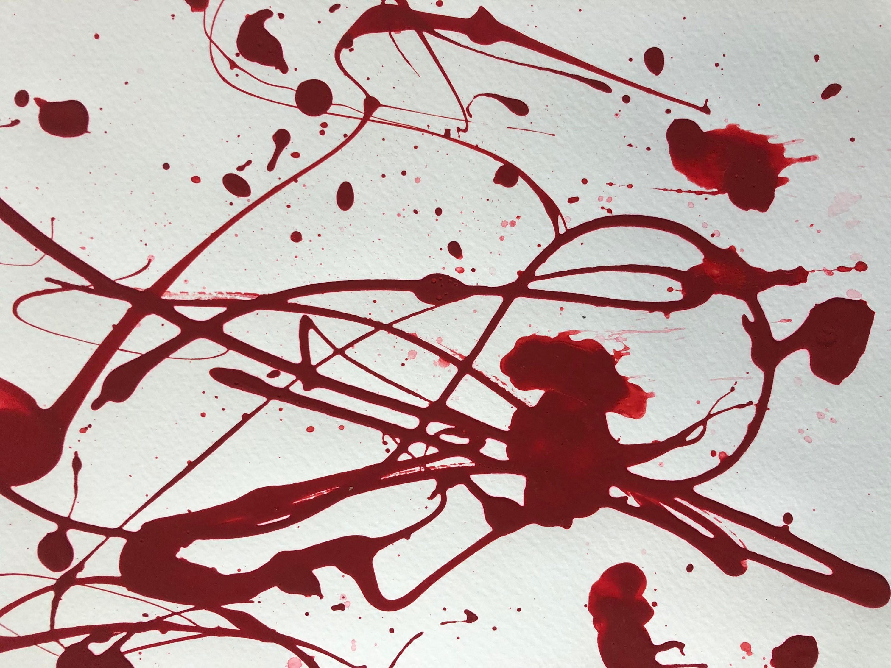 Red Splat Painting,modern Abstract Painting on Paper Unframed, Unique ...