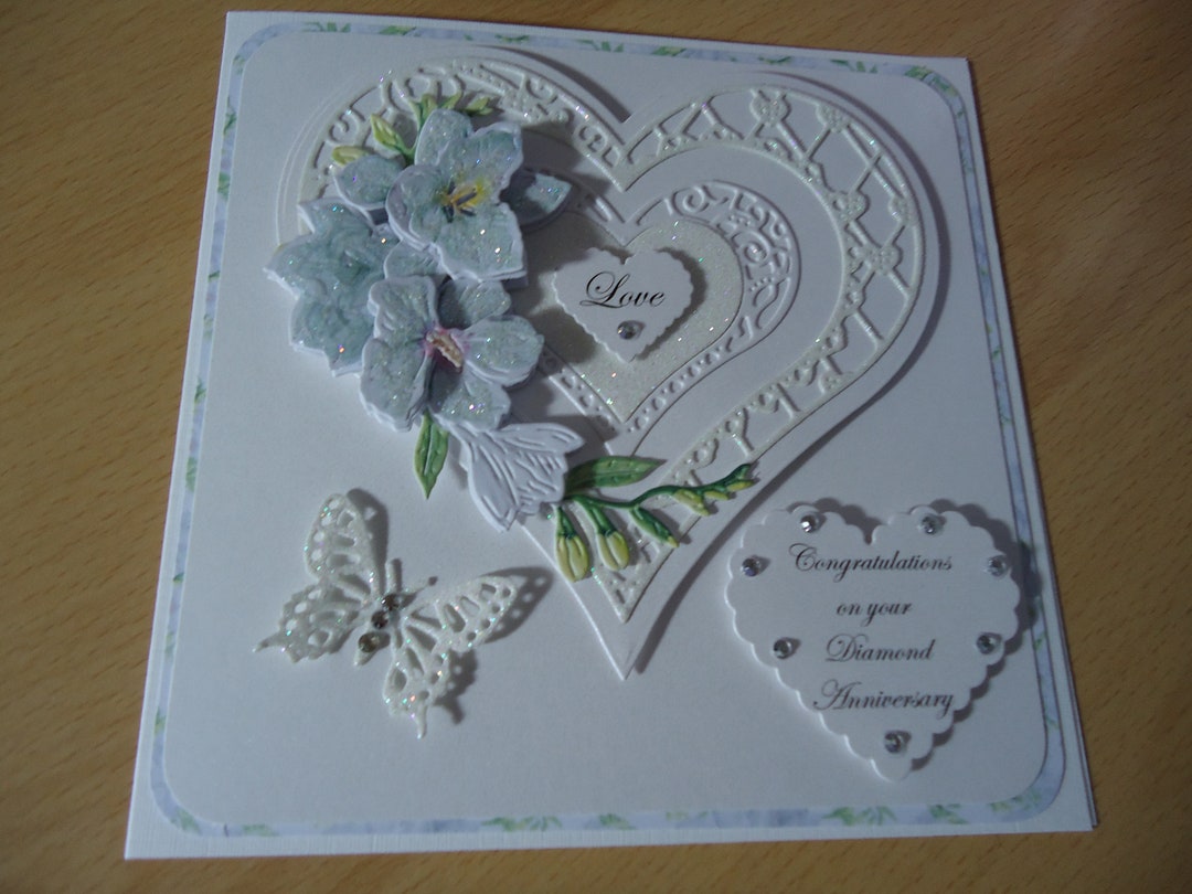Personalised Handmade 60th Diamond Wedding Anniversary Card Husband Wife Couple - View #3