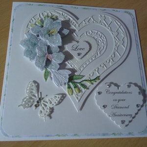 Carte d’anniversaire de mariage en diamant pour femme / mari / maman et papa / amis, etc.   Livraison gratuite au Royaume-Uni