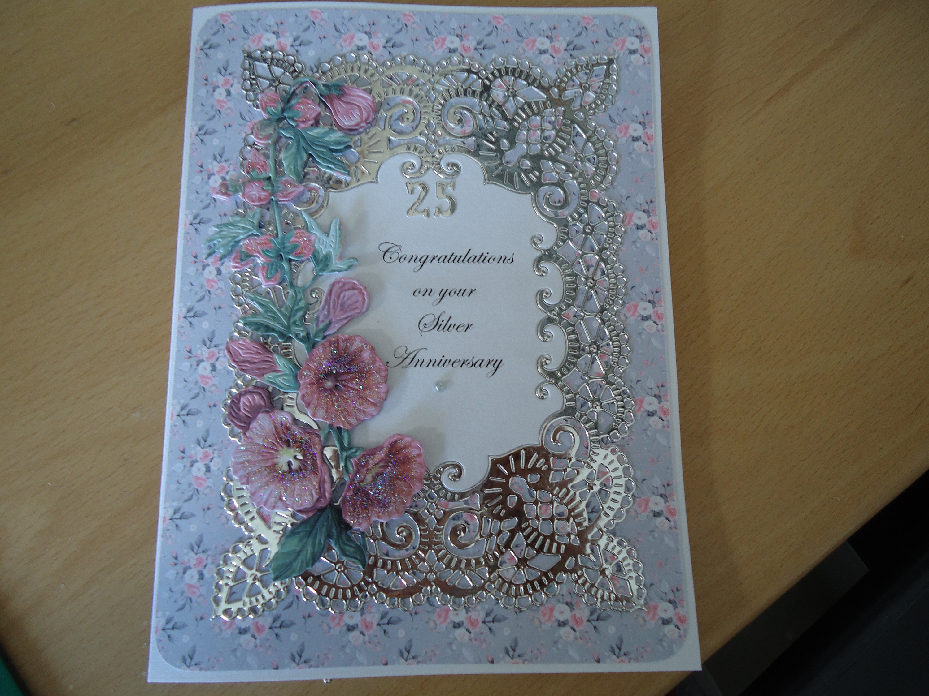 Silver Wedding Anniversary Card For Etsy