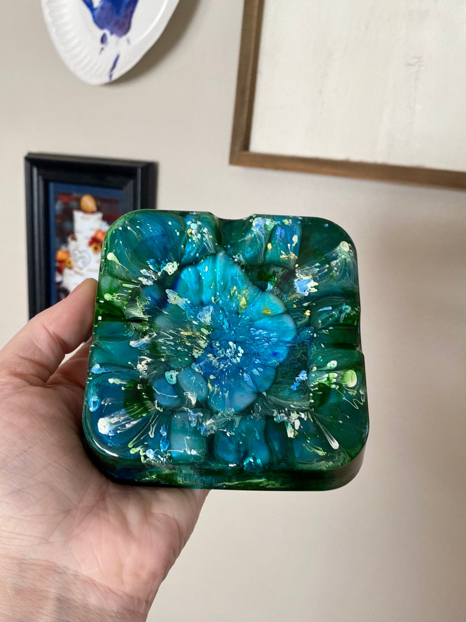 Blue & green square ashtray pretty ashtray cool ash tray Etsy