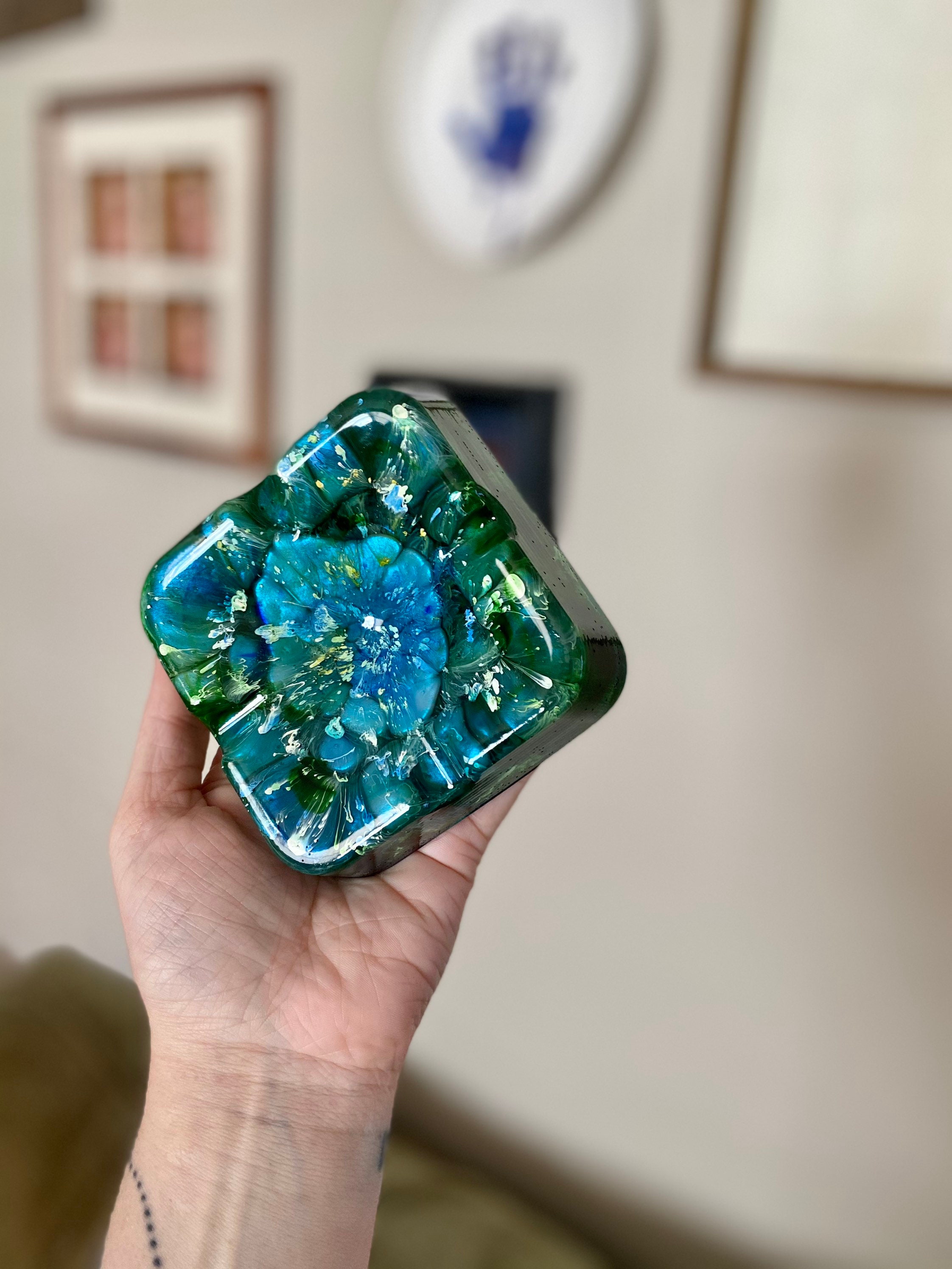 Blue & green square ashtray pretty ashtray cool ash tray Etsy