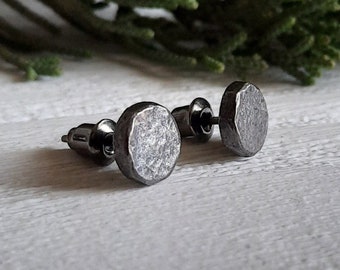 Black sterling silver stud earrings.