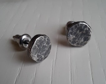 Oxidised sterling silver stud earrings.