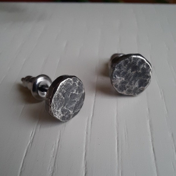 Oxidised sterling silver stud earrings.