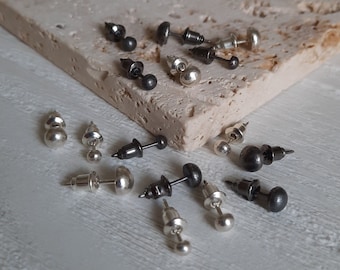 Blackened silver ball stud earrings.