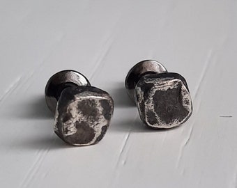 Sterling silver square stud earrings