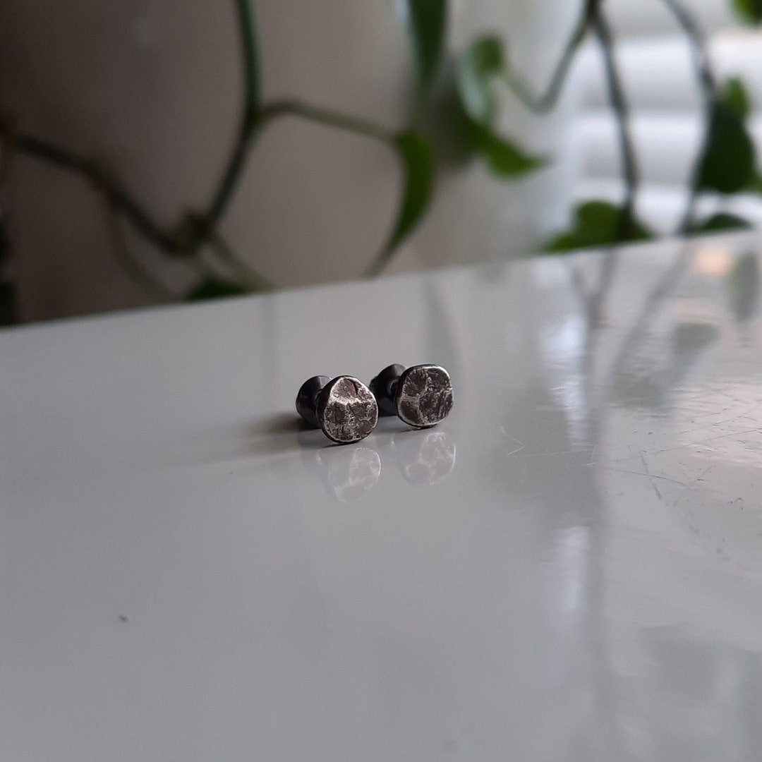 Oxidized Silver Stud Earrings. Etsy