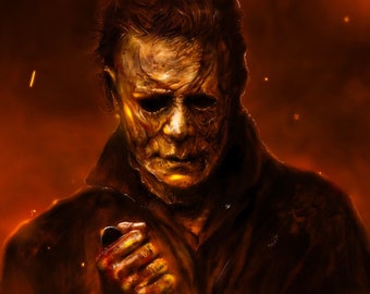 Michael Myers—Halloween Kills—Halloween Ends, Jamie Lee Curtis, Digital Drawing, Art Print,Signed Limited Edition,Horror Art,Halloween,Scary