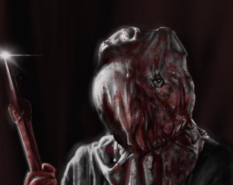 Jason -Friday Part 2,Warrington Gillette,horror movies,slasher film,scary,digital print,signed limited edition,digital art