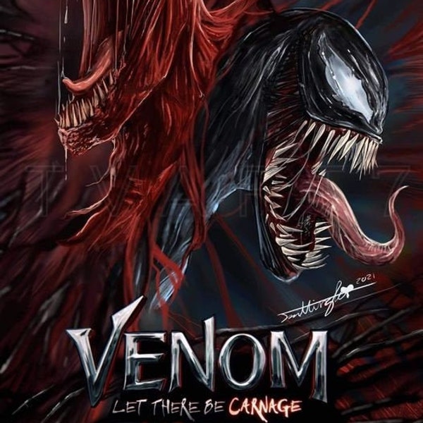 Venom - Let There Be Carnage, movie poster, Digital print, Signed limited edition, Tom Hardy, Woody Harrelson, Marvel, Cletus Kasady