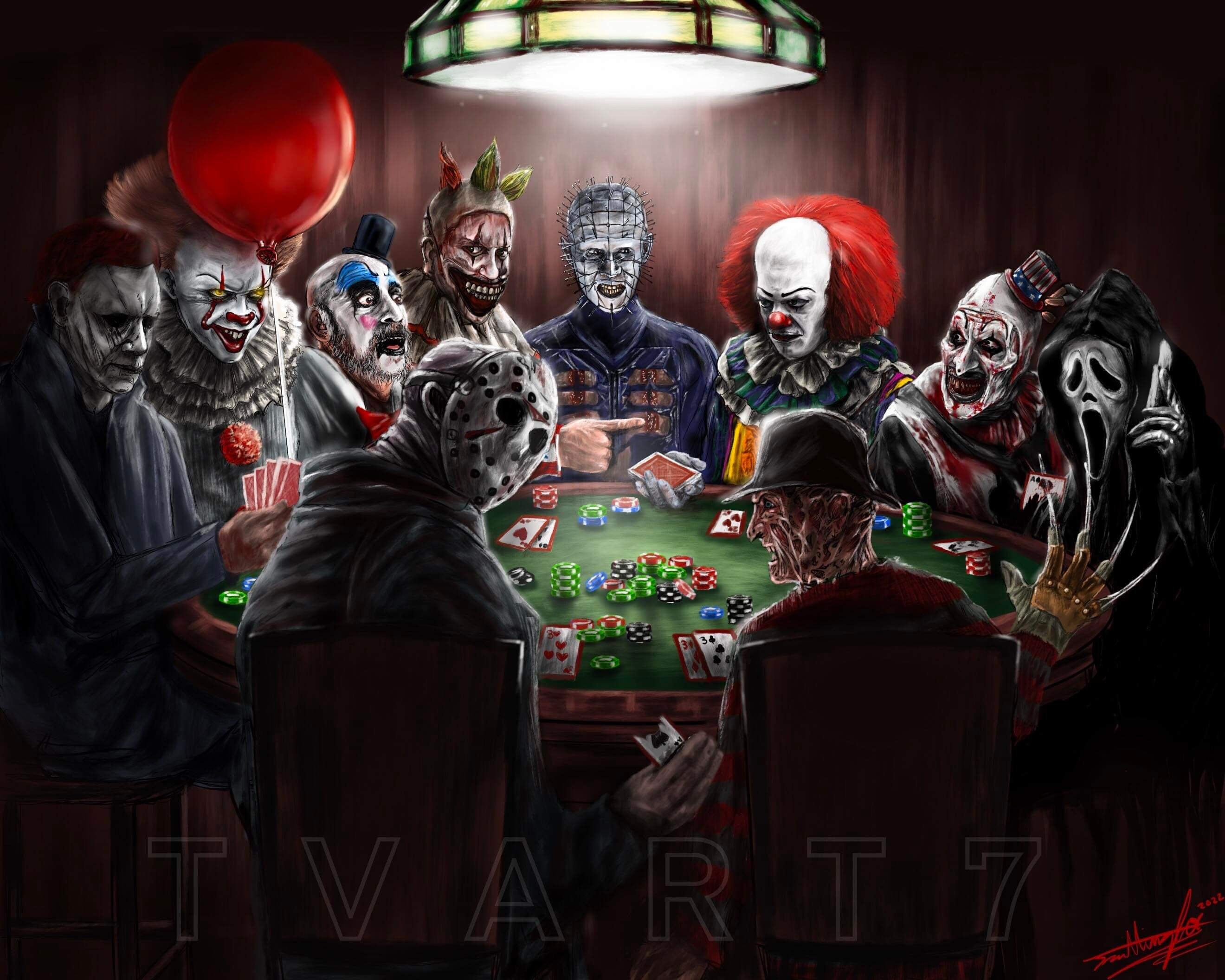 Killer Card Game Parody on Dogs Playing Poker Horror Etsy