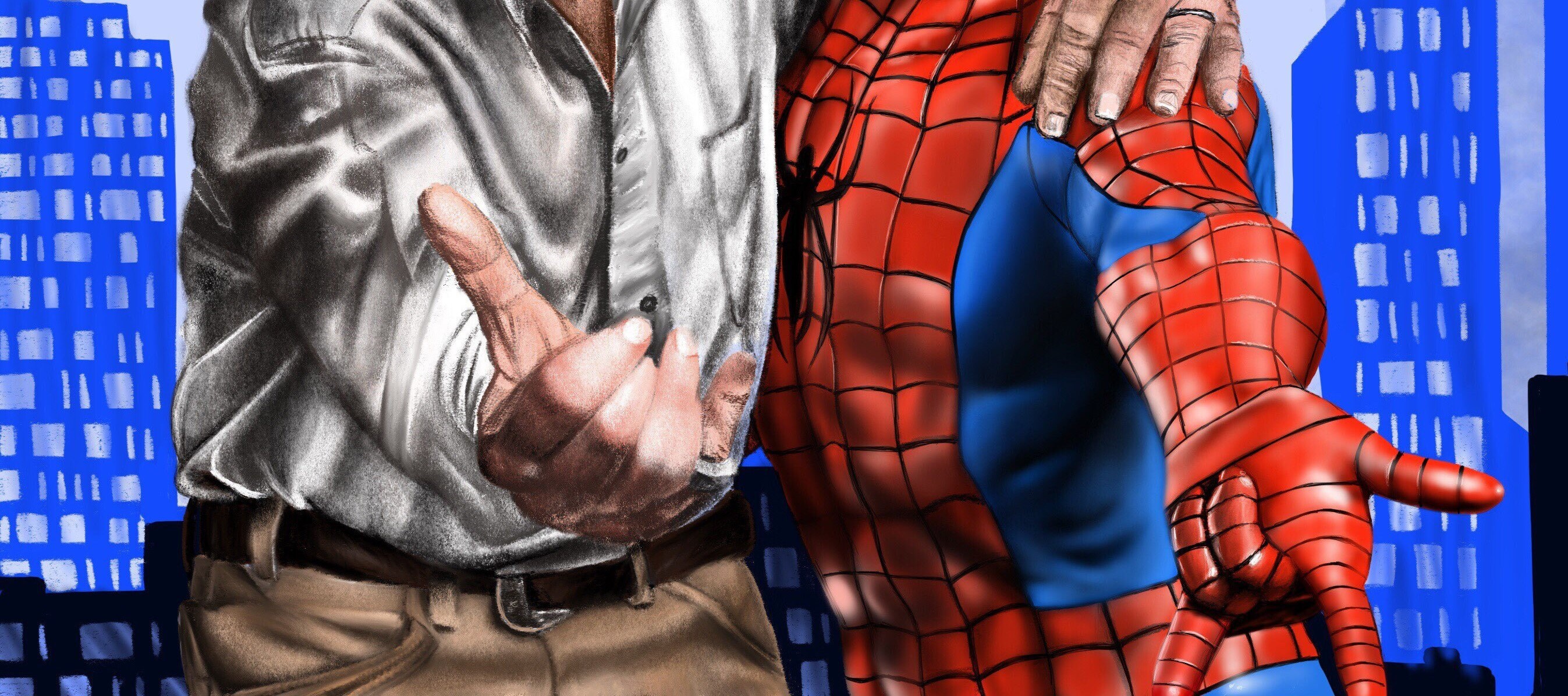 スパイダーマン像を描いたスタン・リー - マーベル、限定版
