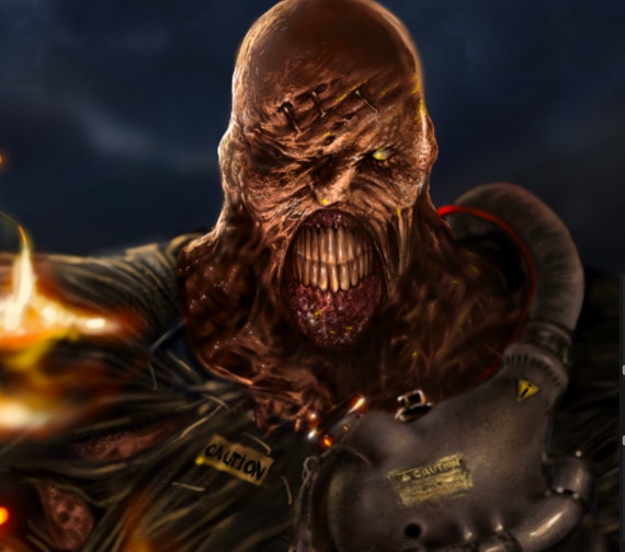 Nemesis - Resident Evil 3 Remake, Horror Video Game Drawing