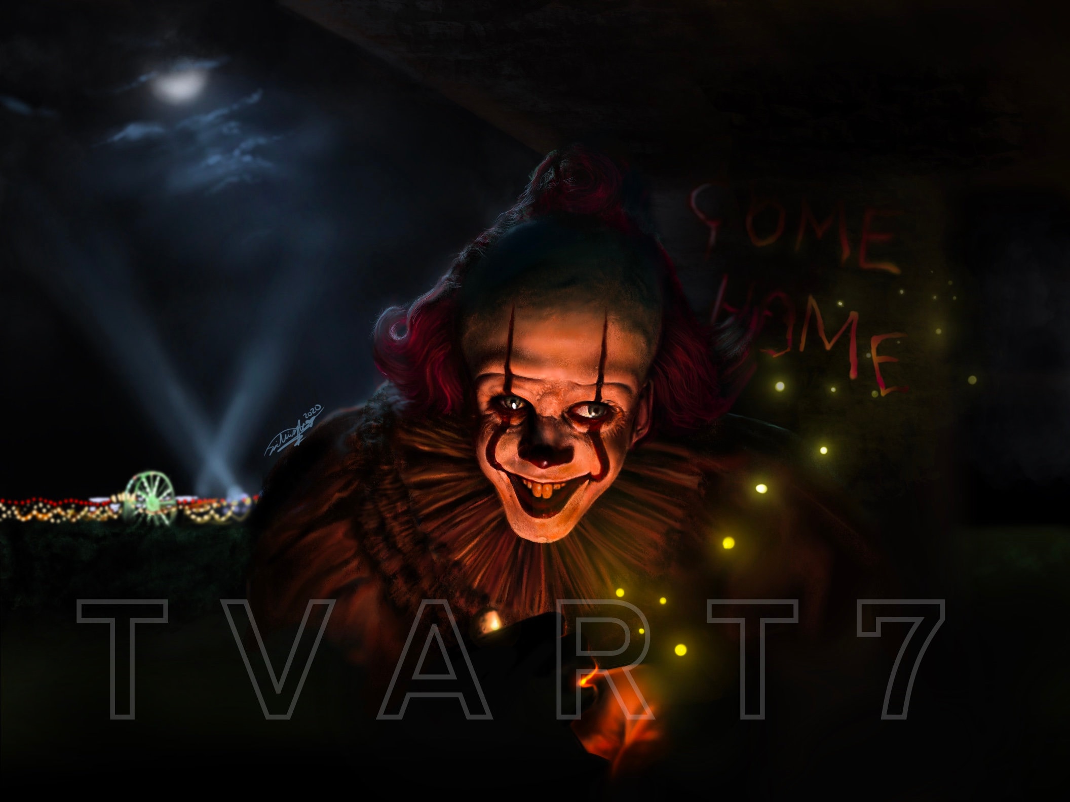 ホタルとペニーワイズの絵 - IT: Chapter 2、ピエロのアート
