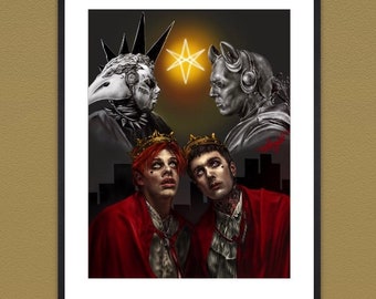 Obey - Bring Me The Horizon - Yungblud, Post Human: Survival Horror, Oli Sykes, Dom Harrison, Digital drawing, Limited edition prints