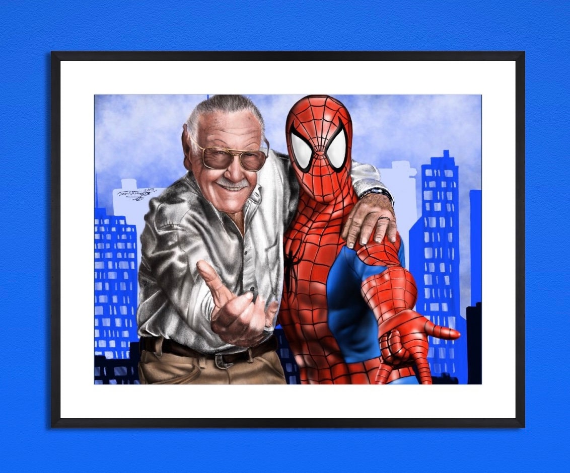 スパイダーマン像を描いたスタン・リー - マーベル、限定版