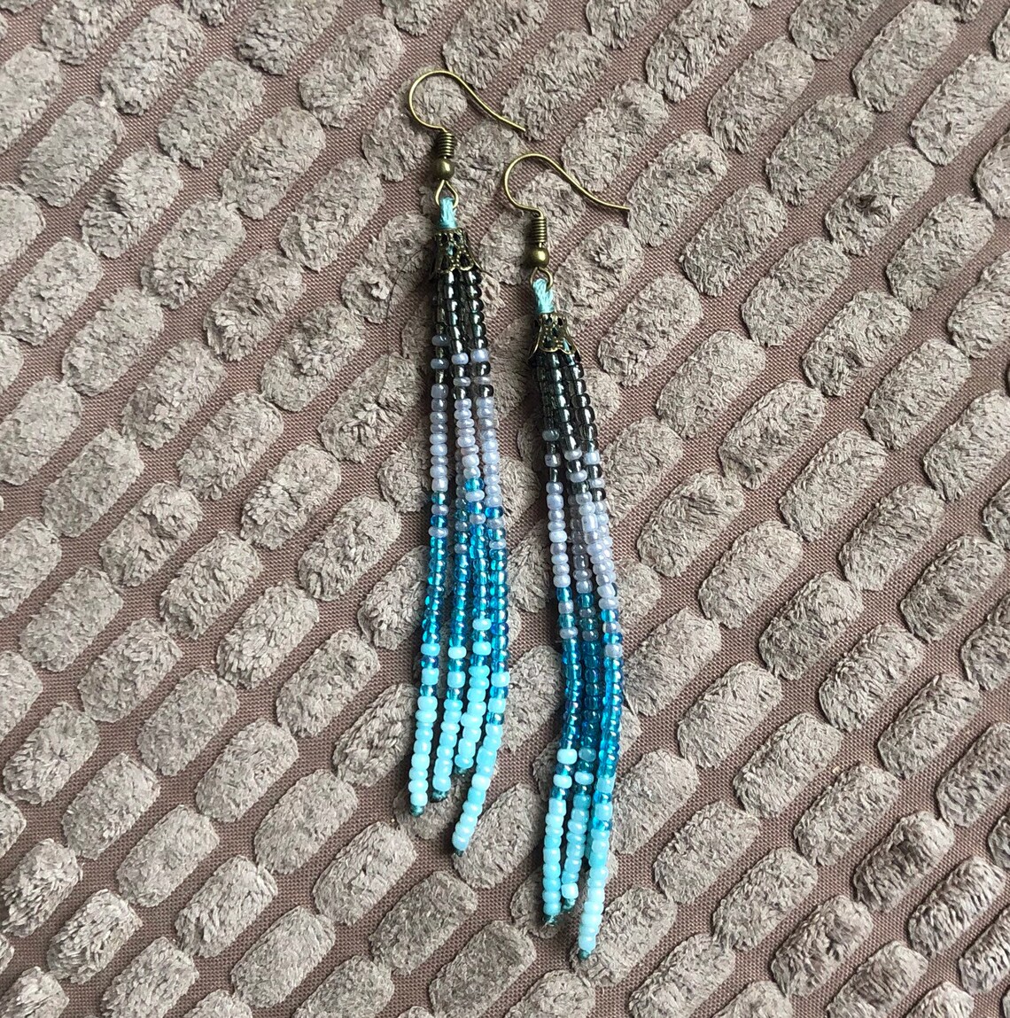 Seed Bead Tassel Earrings Southwestern Style Turquoise Etsy