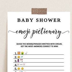 Emoji Pictionary Game, Baby Shower Emoji Game, Instant Download, Baby Shower Game, Printable Game, Gender Neutral Emoji Game