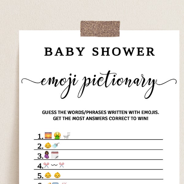 Emoji Pictionary Game, Baby Shower Emoji Game, Instant Download, Baby Shower Game, Printable Game, Gender Neutral Emoji Game