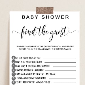 Baby Shower Game, Find The Guest Baby Shower Game, Instant Download, Baby Shower Games, Printable Game, Baby Shower Activity, Gender Neutral