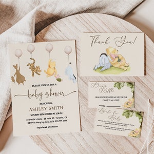 Winnie the Pooh Baby Shower Invitation: Classic Vintage Design (Instant Download)