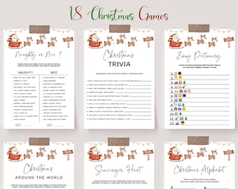 18 Christmas Games Bundle, Christmas Party Games, Printable Christmas Games, Office School Christmas, Family Christmas Game, Download