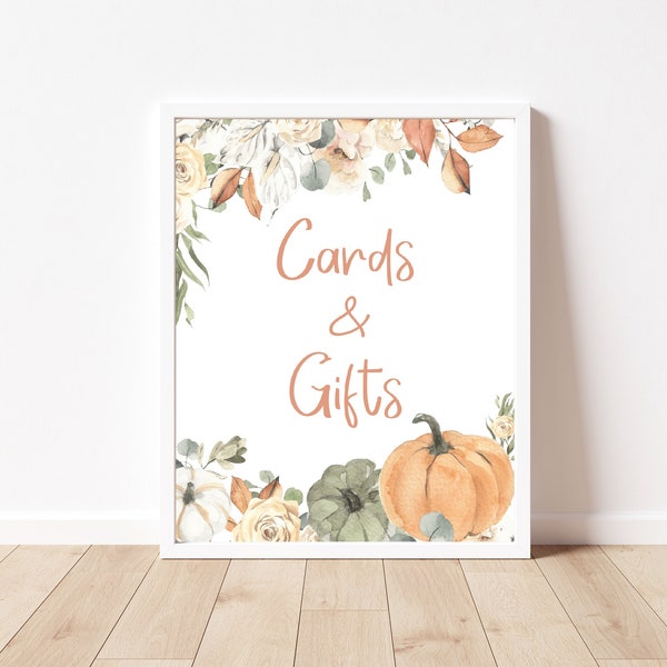 Cards And Gifts Sign Little Pumpkin Baby Shower, Autumn Baby Sign, Fall Pumpkin Rustic ,Instant Download, Printable , BBS95